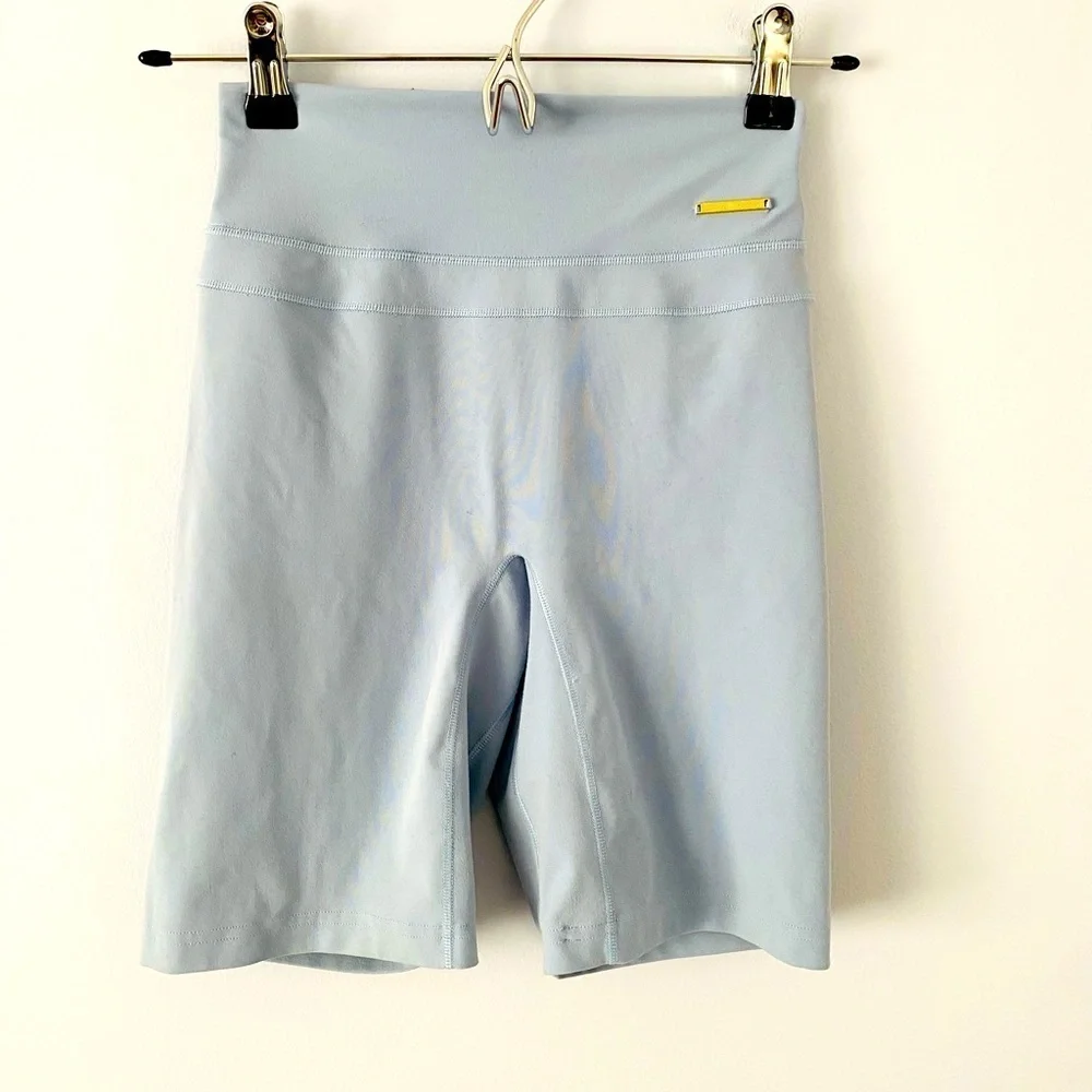 GymShark x Whitney Simmons Cycling Shorts Womens Small Sky Blue Metal Tab
